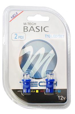 Fotografia produktu M-TECH LB006AB blister 2x dioda LED L006a - W5W W2.1x9.5d walcowana niebieska
