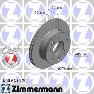 Fotografia produktu ZIMMERMANN 400.6470.20 tarcza hamulcowa przednia Mercedes Sprinter 276X22