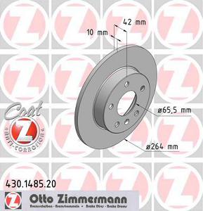 Fotografia produktu ZIMMERMANN 430.1485.20 tarcza hamulcowa 264x9.9 5-otwory Opel Astra G 1.8-2.0 98- ,Zafira 1.6-2.2 98- ,