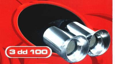 Fotografia produktu MALON 3DD100 tłumik sportowy - wylot podwójny, wygięty 100 mm