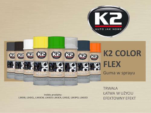 Fotografia produktu K2 K2L343CP plasti lak spray czarny połysk - ściągalna folia w sprayu 400ml