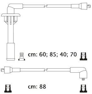 Fotografia produktu CARHOFF 06-2038 kable zapłonowe Peugeot 505 1.8-2.0 85-89 (Platinium wire wound)