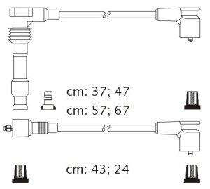 Fotografia produktu CARHOFF 06-2104 kable zapłonowe Opel Corsa Kadett Astra 1.6-2.0 90- (Platinium wire wound)