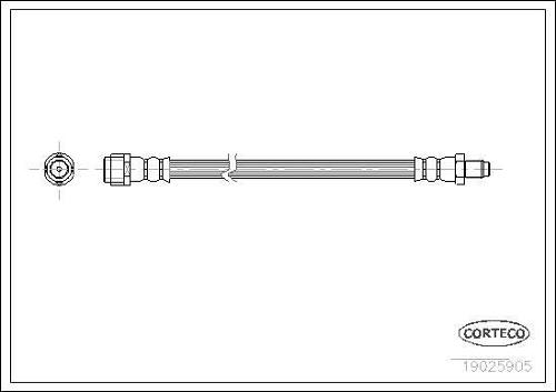 Fotografia produktu CORTECO 19025905 przewód hamulcowy przód Mercedes-Benz C-Klasse (W202), (W203), E-Klasse (W210)
