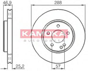Fotografia produktu KAMOKA 1031634/KAM tarcza hamulcowa przednia went. Mercedes Klasa C (W202/W203) 95-, Klasa E (W210)