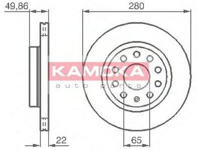 Fotografia produktu KAMOKA 1032446/KAM tarcza hamulcowa przednia went. Audi A3 03-, Skoda Octavia 04-, VW Golf V 03-