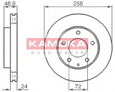 Fotografia produktu KAMOKA 103992/KAM tarcza hamulcowa przednia went. Mazda 626 IV (GE) 92-97, 626 V (GF) 97-