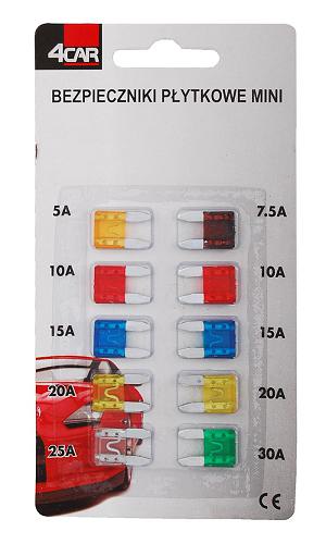 Fotografia produktu 4CAR 38-07 PLUS bezpieczniki płytkowe duże - 10 szt. 1 x 5A 1x7,5A 2x10A 2x15A 2x20A 2x30A