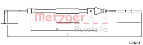 Fotografia produktu COFLE CL10.6203 linka hamulca ręcznego Peugeot 406 96- L tarcze [695]