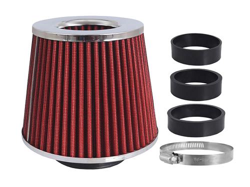 Fotografia produktu CARMOTION CA 86004 filtr powietrza stożkowy duży czerwony    + 3 adaptery 60x63x70mm