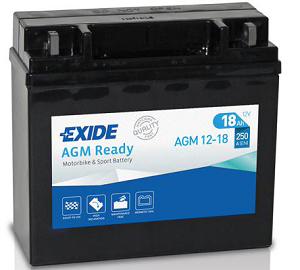 Fotografia produktu EXIDE AGM12-18 akumulator motocyklowy 18A/12V P+ EXIDEmm 179X75X167