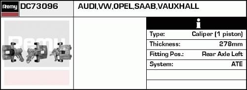 Fotografia produktu REMY DC73096 zacisk hamulcowy tylny lewy Opel Vectra 02-, Saab 9-3 03