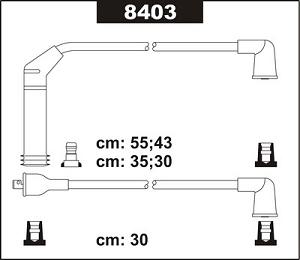 Fotografia produktu SENTECH 8403 kable zapłonowe Hyundai, Mitsubishi 0.8- 1.3- 1.5- 1.6 94-