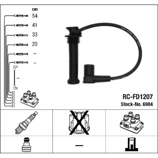 Fotografia produktu NGK RC-FD1207 kable zapłonowe Honda Mazda Ford Mondeo 1.8-2.0 00-