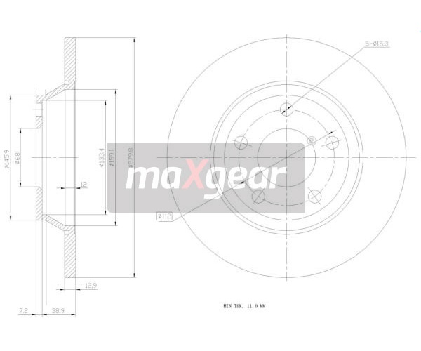 Fotografia produktu MAXGEAR 19-0765 tarcza hamulcowa przednia Audi A4 pełne 280x13