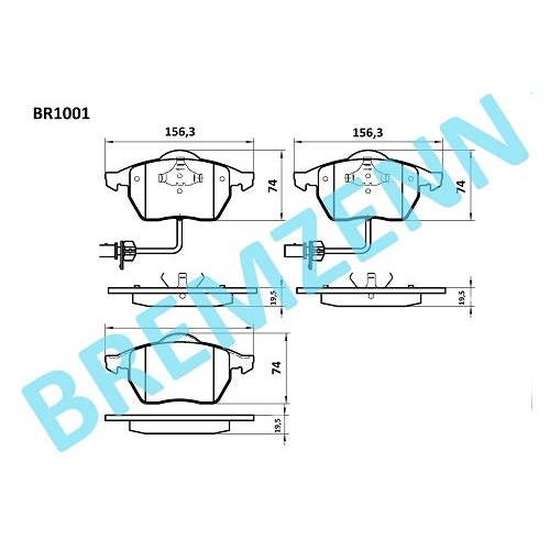 Fotografia produktu BREMZENN BR1001 klocki hamulcowe z czujnikiem VW Passat ; Skoda ; Audi A6