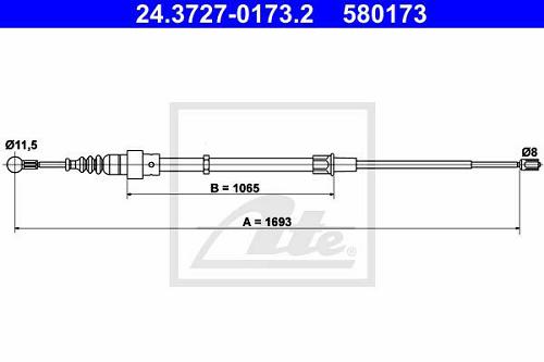 Fotografia produktu ATE 24.3727-0173.2 linka hamulca VW Golf IV 99-05 (dł.1693mm)