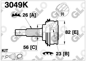 Fotografia produktu GLO GLO3049K przegub zewnętrzny Toyota 87- 1.3-1.6L [GLO]