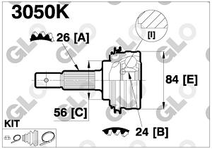 Fotografia produktu GLO GLO3050K przegub zewnętrzny Toyota Camry 1.8-2.0D/TD [GLO]