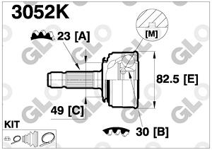 Fotografia produktu GLO GLO3052K przegub zewnętrzny Honda Civic 84-87 1.5 A23/F30