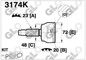 Fotografia produktu GLO GLO3174K przegub zewnętrzny Ford Fiesta 89-94 1.0-1.1 [GLO]