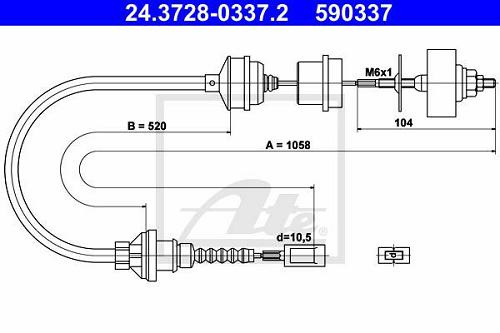 Fotografia produktu ATE 24.3728-0337.2 linka sprzęgła Fiat Ducato 94-02 1.9TD