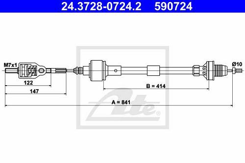 Fotografia produktu ATE 24.3728-0724.2 linka sprzęgła Opel Corsa B 96-00 1.0 12V