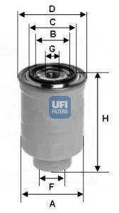 Fotografia produktu UFI 24.452.00 filtr paliwa Toyota Auris 1.4D-4D, 2.0D-4D, 2.2D 07-