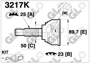 Fotografia produktu GLO GLO3217K przegub zewnętrzny Mitsubishi Galant 85-87 1.8-2.0 [GLO]