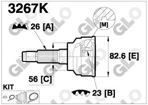 Fotografia produktu GLO GLO3267K przegub zewnętrzny Ford Probe/Mazda 626 87-92 [GLO]