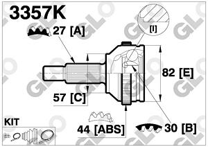 Fotografia produktu GLO GLO3357K przegub zewnętrzny Ford Mondeo 93- 1.6-2.0 ABS [GLO]