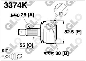 Fotografia produktu GLO GLO3374K przegub zewnętrzny Honda Civic 91-95 1.3-1.5 [GLO]