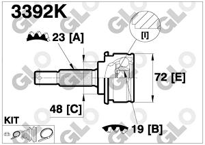 Fotografia produktu GLO GLO3392K przegub zewnętrzny Nissan Micra 93- 1.0 bez ABS