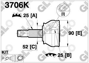 Fotografia produktu GLO GLO3706K przegub zewnętrzny Fiat Croma 1.6-2.5D/TD [GLO]