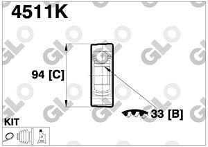 Fotografia produktu GLO GLO4511K przegub wewnętrzny Audi 80 86- 1.6-2,3 [GLO]