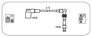 Fotografia produktu JANMOR ODS222-JAN kable zapłonowe Opel Astra 1.6i 16V 94-98/Vectra A 2.0i 16V/Vectra B 95- 1.6i 16