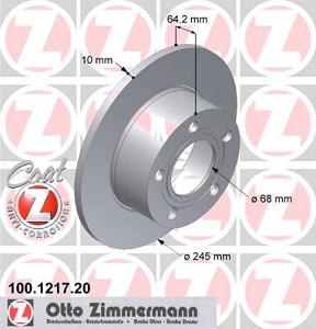 Fotografia produktu ZIMMERMANN 100.1217.20 tarcza hamulcowa Audi/VW/Skoda tył >02> 245x10