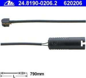 Fotografia produktu ATE 24.8190-0206.2 czujnik klocków hamulcowych BMW3 E36 91-00 tył 790mm