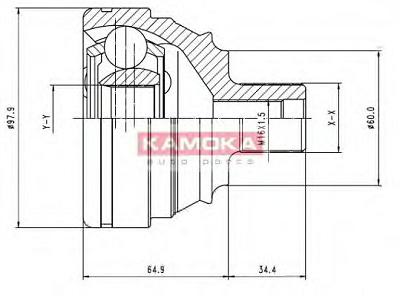 Fotografia produktu KAMOKA 6738/KAM przegub zewnętrzny 38/27/60mm 2.8V6 VW T IV 94->/->/Seat A