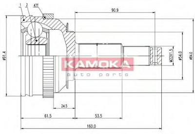 Fotografia produktu KAMOKA 6999/KAM przegub napędowy zewnętrzny 26/32/54mm/47 ABS Chrysler Voyager II 95-01 2.0, 2.4