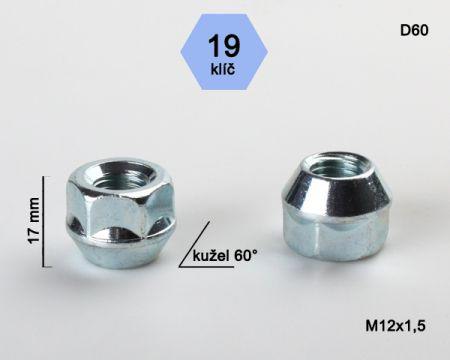 Fotografia produktu CTS 00115/CT12X1.5 nakrętka koła stożek do felg stalowych                   M12x1.5x17   klucz 19mm
