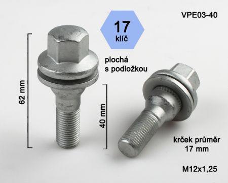 Fotografia produktu CTS 01067/CT12X1.25X18 śruba do kół M12x1,25 z podkładką obrotową Peugeot, Citroen 18mm na klucz 17