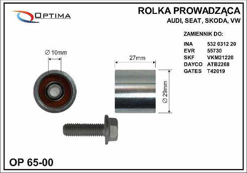 Fotografia produktu OPTIMA OP65-00 rolka rozrządu prowadząca VW/Audi/Skoda/Seat metal 29x10x27