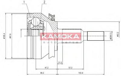 Fotografia produktu KAMOKA 7526/KAM przegub napędowy zewnętrzny 38/27/63mm VW T5 1.9 TDI - 2.0 04.03-