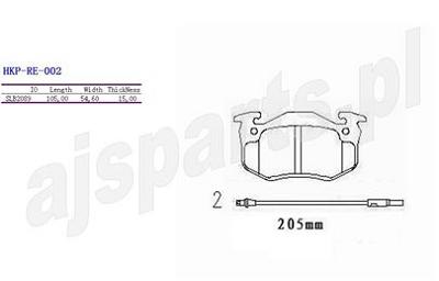 Fotografia produktu AJS HKP-RE-002 klocki hamulcowe Renault Twingo 96- system bendix
