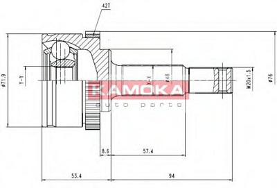 Fotografia produktu KAMOKA 6783/KAM przegub napędowy zewnętrzny 23/19/48mm/42 ABS Micra K11 1.0