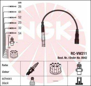 Fotografia produktu NGK RC-VW211 kable zapłonowe Audi 100/A4/A6 91- 2.6-2.8 V6