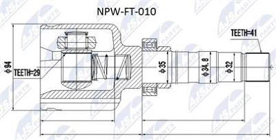 Fotografia produktu AJS NPW-FT-010 przegub wewnętrzny prawy Fiat Ducato Peugeot Boxer Citroen Jumper 2.2HDI,2.3H