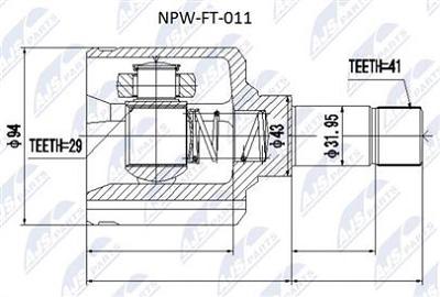 Fotografia produktu AJS NPW-FT-011 przegub wewnętrzny lewy Fiat Ducato Peugeot Boxer Citroen Jumper 2.2HDI,2.3HD