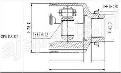 Fotografia produktu AJS NPW-KA-305 przegub zewnętrzny KIA Sephia 1.5, Shuma 1.5, 1.6 MTM 97-04 prawy